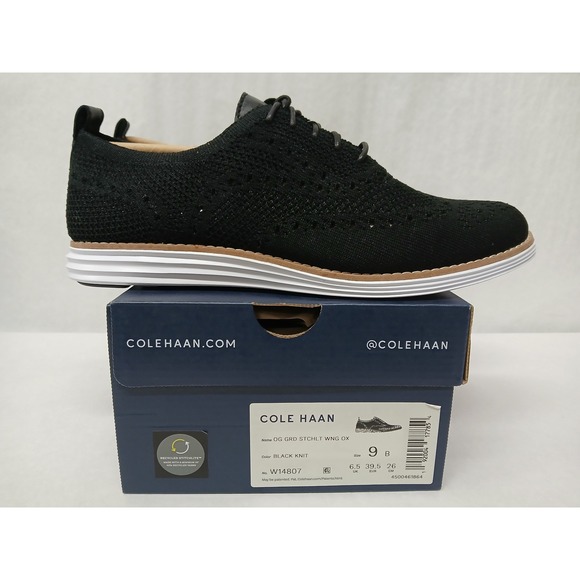Cole Haan Women OG Grand Black Knit Stitchlite Wingtip Oxford Shoe Sz 9 W14807 - Picture 2 of 8